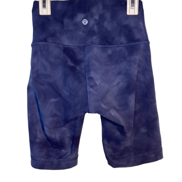 Lululemon Womens High-Rise navy Blue Shorts Size 4 RN106259 stretch tie dye - Picture 1 of 10